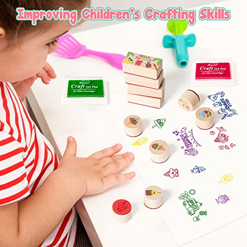 15Pcs Summer Ice-Cream Wooden Rubber Stamps For Crafting, Wood Rubber Stamp For Scrapbooking Diy Craft Card Stamps Pads Decorative Rubber Stamps Ink Pads For Kids Stamps Birthday Gift Card Making Kit #TOP6