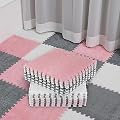 Amylove 18 Pcs Plush Foam Floor Mat Square Interlocking Carpet Tiles with Border Fluffy Play Mat Floor Tiles Soft Climbing Area Rugs for Home Playroom, 12 x 12 x 0.4 in(White, Pink, Gray)