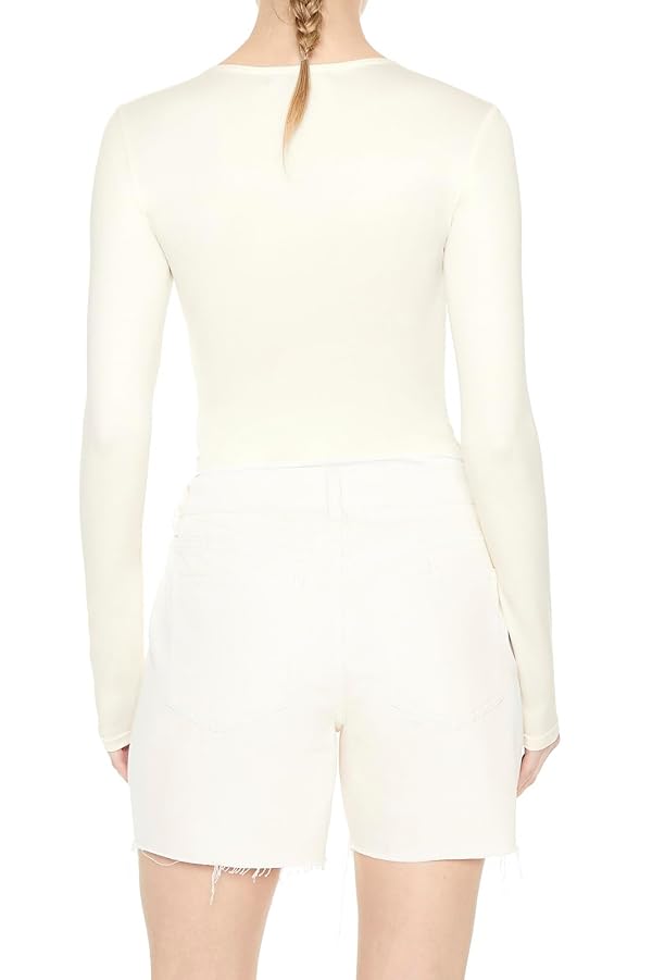 Forever 21 Fitted Long-Sleeve Bodysuit White Large by Forever 21 - Image 3