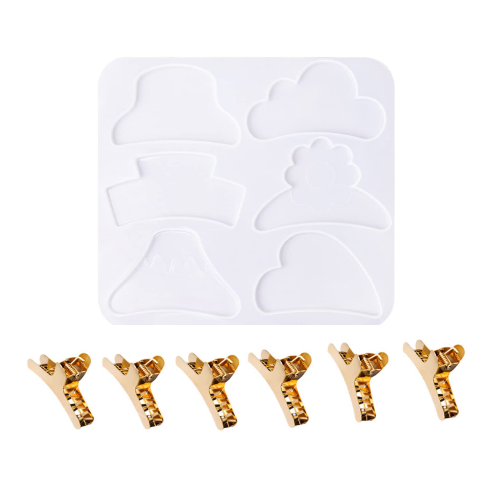 Hair Clips Resin Moulds- Hair Clip Silicone Molds with 6 Pcs Metal Hair Claw Clips, Small Hairpin Epoxy Casting Mold Kit for Jewelry Making DIY Crafts Accessories