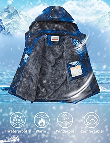 Image of WULFUL Boy's Waterproof Ski Jacket Warm Fleece Hooded Winter Snow Coat