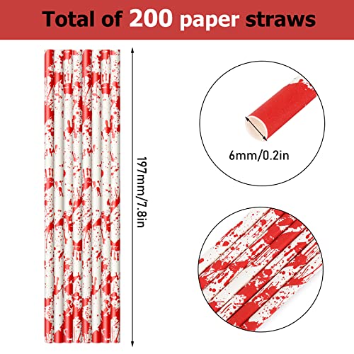 Pitillos de papel para Halloween 200 piezas rojo y blanco miniatura 2