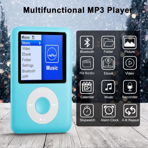 Image of Cason 16GB Mini MP3 Music Player with Bluetooth & Voice Control Earphones, Video Playback,Pocket-Sized MP3 Player for Music,Voice Recording,FM Radio,E-Book Reader -Expanded Up to 128GB (Blue)