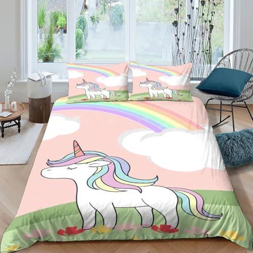 Housse de Couette Licorne 3D en Microfibre Super Douce de Qualité Supérieure