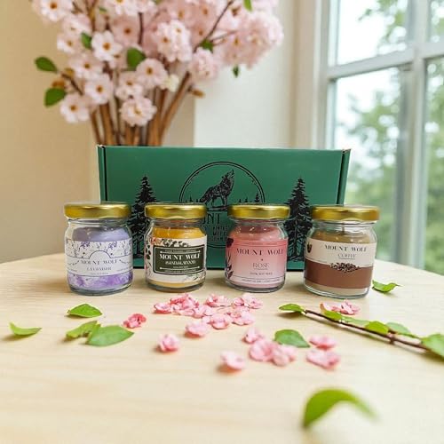 Image of Premium Scented Candle Jar Set - 61 ml Each - Lavender, Coffee, Rose & Sandalwood - Home Decor, Aromatherapy & Gifting