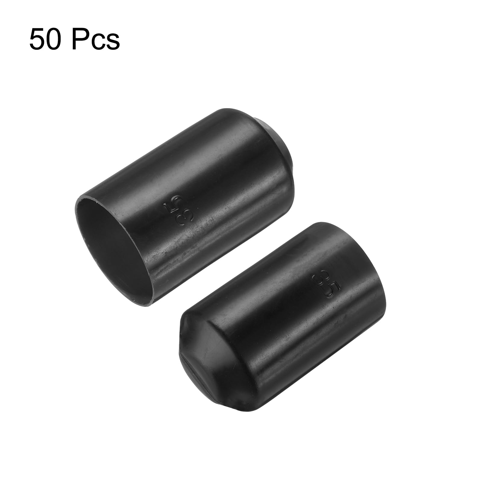 QUARKZMAN 50pz Tappi Termorestringenti 35mm ID x 60mm L 3:1 Rapporto Guaina Termorestringente Impermeabile per Avvolgimento Cavi Elettrici Tappi Rivestiti Sigillati per Cavi, Nero