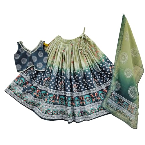 Image of Kids Lehenga Choli Set for Girls Rayon Printed Lehenga with Stylish Blouse & Georgette Dupatta | Ethnic Wear for Girls | Navratri, Wedding