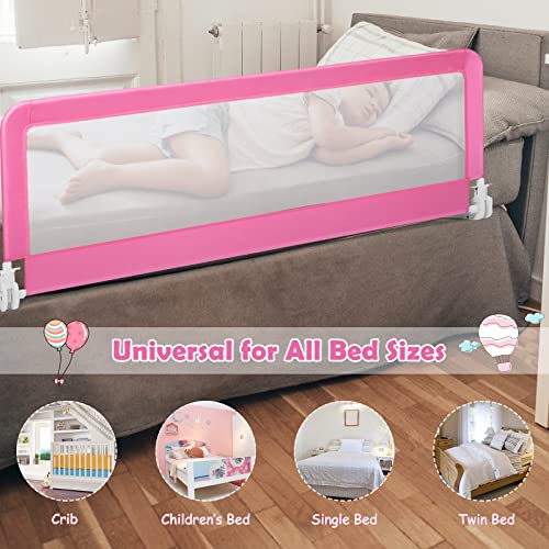Honey Joy Bed Rail For Toddlers, 59-In Extra Long, Portable Safety Bed Guardrail W/Double Safety Child Lock, Foldable Baby Bed Rail Guard, Fit King & Queen Full Twin Size Bed Mattress (1 Pack, Pink) #TOP5