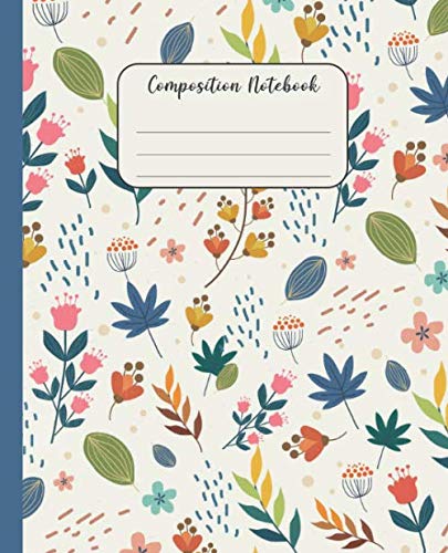 Composition Notebook: Vintage Floral Natural, 7.5 x 9.25 inches Wide Ruled
