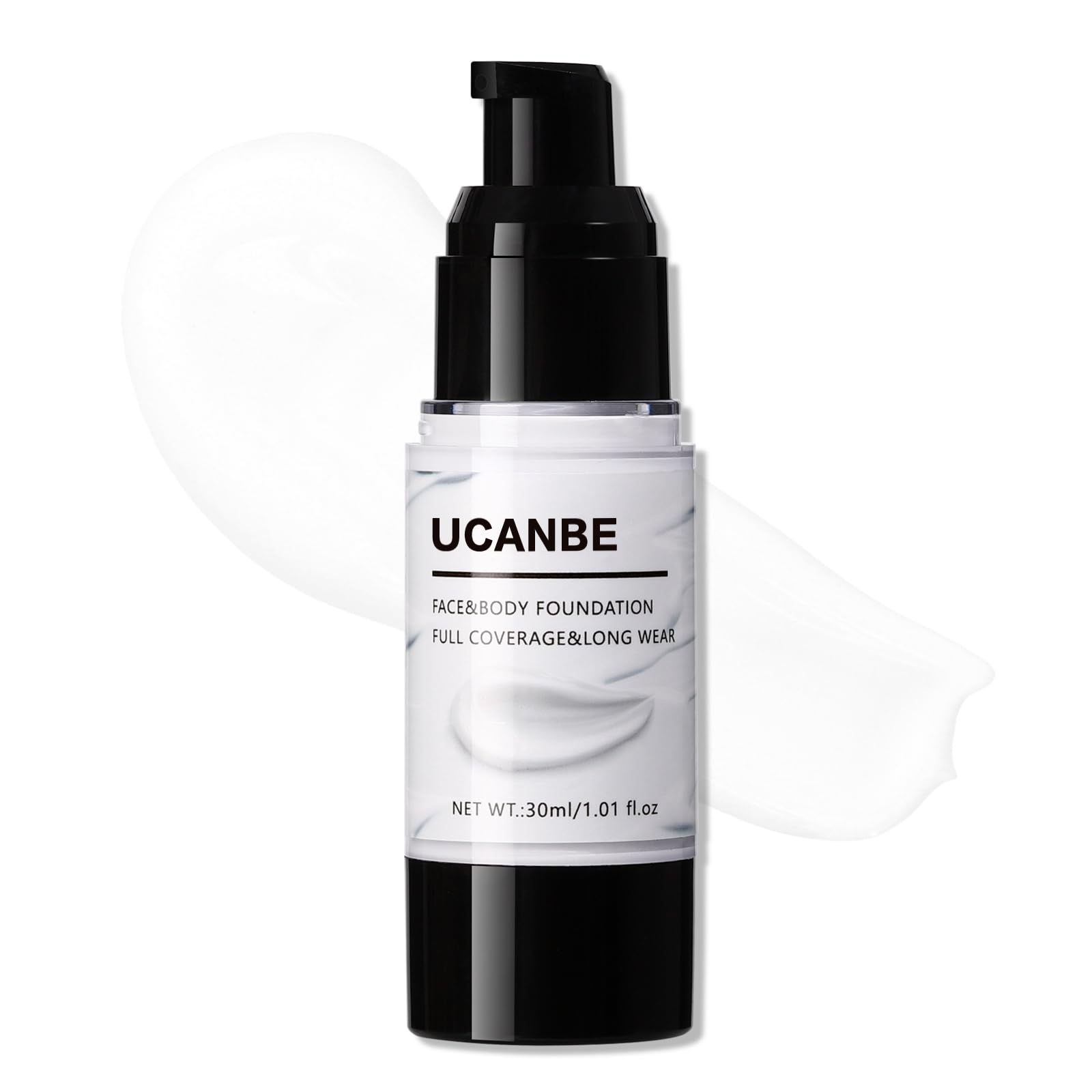 UCANBE White Liquid Foundation for Halloween Makeup, Goth Clown Zombie Vampire Skeleton Skull Joker Ghost Mime Gothic Base, Lightweight Full Coverage Blendable Pale Face Makeup for Costume & Cosplay Foundation Only