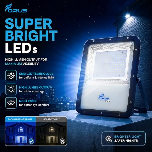 Image of Forus 100W Blue Color Flood Light Outdoor LED Waterproof Decorative Focus Lamp for Home Garden Events Security Terrace Landscape Pathway Building Festival Stage Party Celebration Lighting - 1 Pc