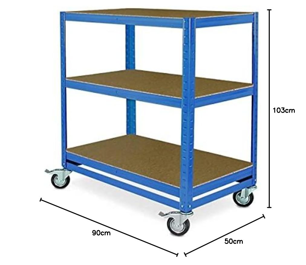 BRB Kommissionierwagen/Etagenwagen mit 3 Ebenen, BxTxH 900x500x1030 mm, Tragkraft 200 kg (blau)