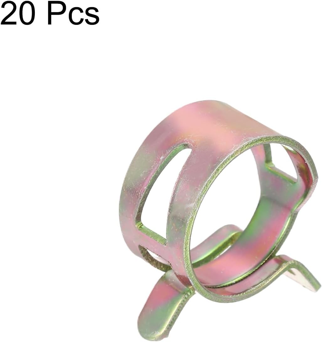 MECCANIXITY ID 16.5mm 5/8inch Fuel Line Hose Clips, Pipe Clamps, Spring Hose Clamp,Low Pressure Air Clamp, Water Pipe Air Tube Vacuum Hose Clamp Fastener Pack of 20(Rose Gold)