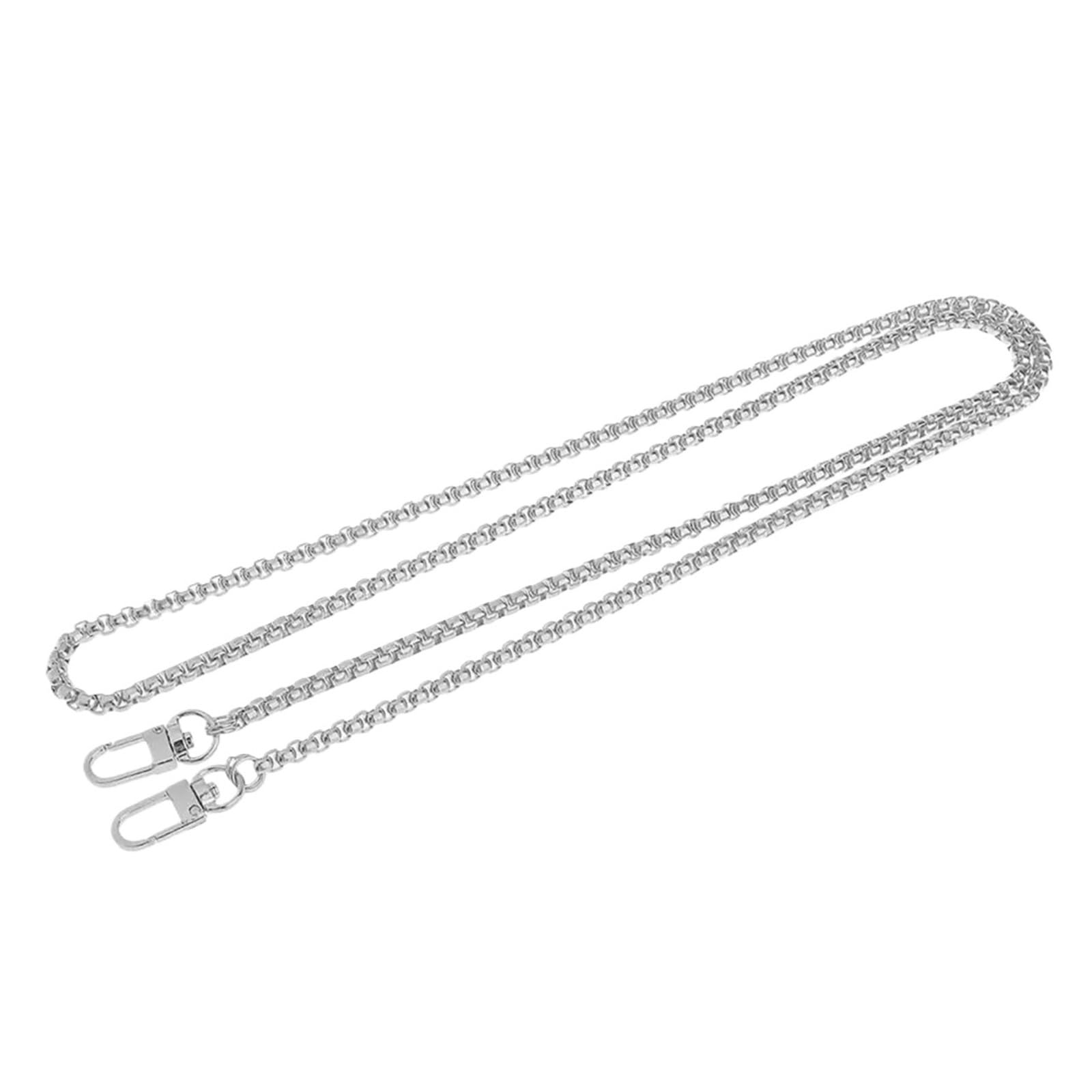 YUSUZH 2pcs 120cm Metal Cross Body Bag Chain Strap Purse Handbag Shoulder Replacement for Small Bag(Silver)