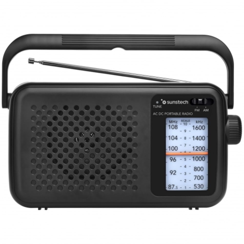 Sunstech Schwarz Rps760 - Tragbares Analoges Am/Fm-Radio Mit Teleskopantenne Und Tragegriff,