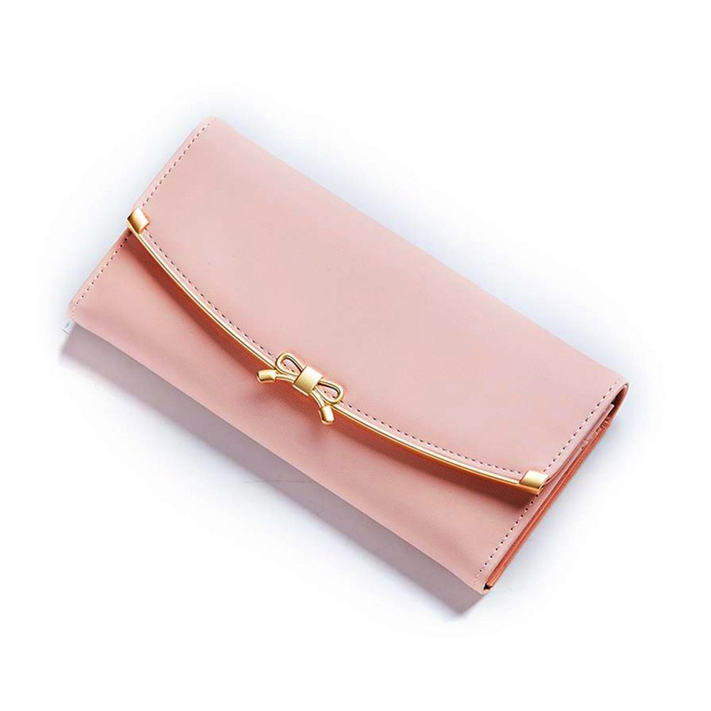 Women Cute Bowknot Wallet Trifold Large Capacity Long Purse