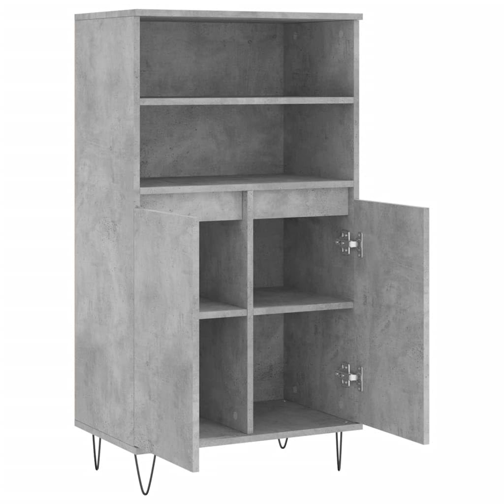 Aparador industrial de 60 x 36 x 110 cm, madera y metal, 6 compartimentos con puertas, salón, cocina, despensa