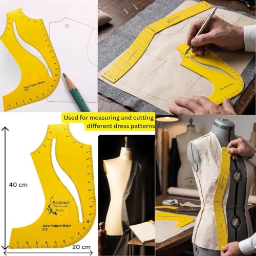 Image of NTGS Professional Tailoring Ruler Set, Pattern Drafting Kit with L-Square, French Curve, Blouse Dart Scale, Side Fitting Scale & Measuring Rulers for Sewing, Boutique, Fashion Designing Set of 10