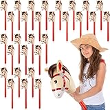 Chivao 30 Pack Inflatable Stick Horse Toy Horse on a Stick Horse Stick Toy Horse Head Stick Balloon Bulk for Cowgirl Cowboy Western Themed Birthday Party Baby Shower Decorations, 37 Inch (Red)
