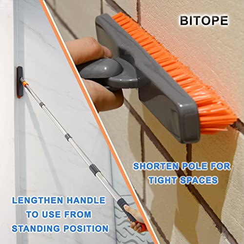 Grout Brush With Adjustable Long Handle,Swivel Cleaning Grout Line Scrubber V-Shaped Stiff Bristles Grout Cleaner Corner Brush For Bathroom Tub Tile Shower Hard To Reach Areas #TOP4