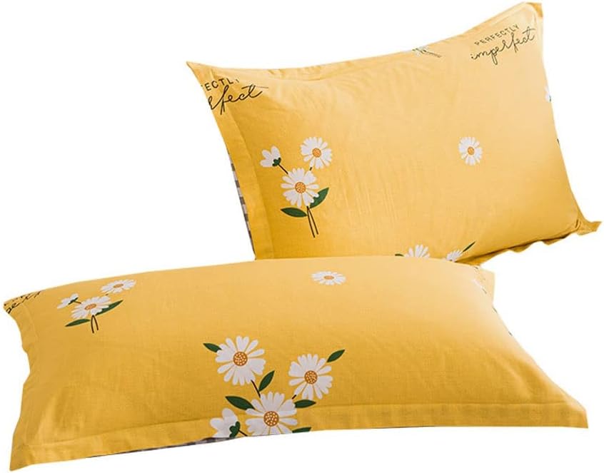 HBJWOV Long Staple Cotton Pillowcase Small Fresh Pillow Case Single Household Bedding(C)