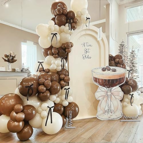 Espresso A Tini Bit Older Balloons Garland Arch Kit 136Pcs Martini Birthday Party Brown White Balloons Bridal Shower Bachelorette Wedding Decorations
