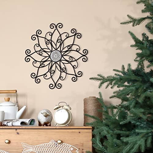 Yilifebes Metal Floral Wall Decor, 18"X18"Metal Flower Scroll Wall Art, Iron Wall Flowers Decoration Iron Floral Sculpture For Living Room Bedroom Bathroomoutdoor Garden thumb #1