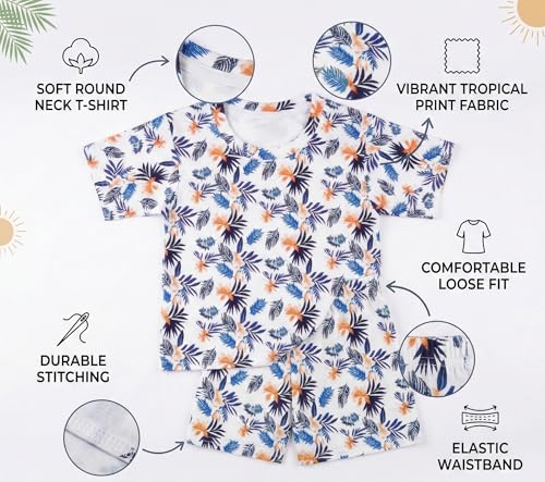Image of Kids Dress for Boys | Round Printed Neck Half Sleeve T-shirt and Pant Clothing Set for Baby Boys