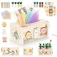 Vanplay Montessori Toys for 1 Year Old, 6 in 1 Baby Tissue Box Toy Wooden Activity Cube, Shape Sorter Sensory Toys for Babies 12 Months, 1st Birthday Gifts for Girls Boys