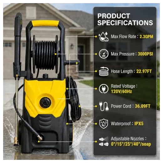 Nozzlpeak 3000 PSI Electric Pressure Washer
