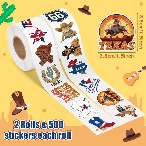 Image of Texas Pride Sticker Waterproof Vinyl Strong Adhesion for Laptops | 2 Rolls Lone Star Route 66 State Outline Designs Easy Peel Stick for Water Bottle Scrapbook Travel Gear Texas Pride Decor
