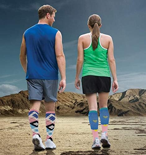 6 Pairs Pack Graduated Colorful Travel Athletic Cotton Compression Knee High Socks (6 Pairs Assorted, Small/Medium) - Image 3