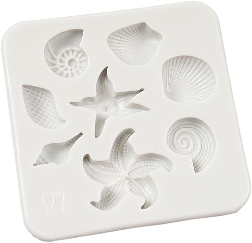 Miniatura 6 de QDMOLDS Molde de fondant con temática marina, concha, estrella de mar, moldes de silicona para decoración de pasteles, decoración de cupcakes,