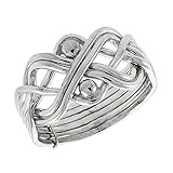 Sterling Silver 6-Piece Puzzle Ring Wire Wrapped with Beads for Men and Women 11.5mm wide size 8