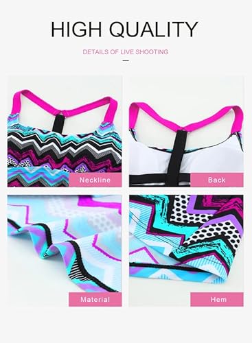 Dokotoo Womens Beach Retro Striped Color Block Print Y Back Athletic Blouson Padded Tankini Swim Top No Bottom Swimsuit Bathing Suit Swimwear Large #TOP6