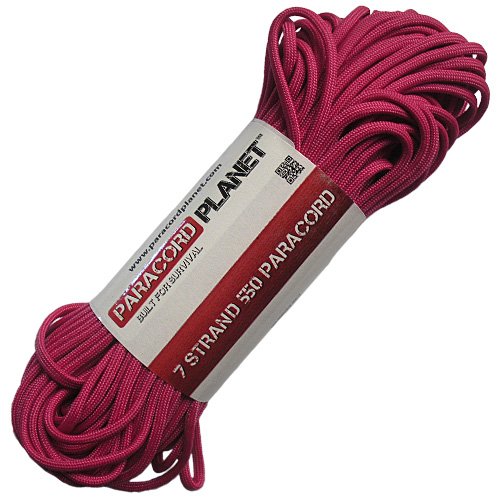 PARACORD PLANET 25 Feet Nylon 550lb Type III 7 Strand Paracord Fuchsia โ image 1