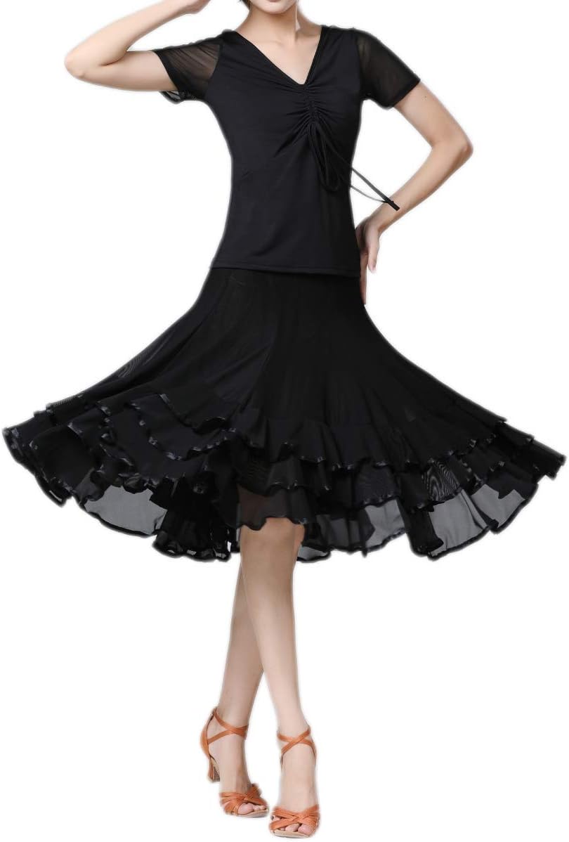 CISMARK Elegant Ballroom Dance Latin Flamenco Dance Skirt for Women - Image 5