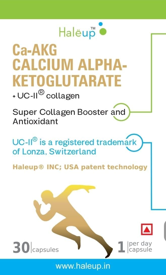 Haleup Calcium AKG Supplement with UC-II collagen | Calcium Alpha-Ketoglutarate for Cellular Energy, Bone Strength, Muscle Recovery (4 pack X 30s count)