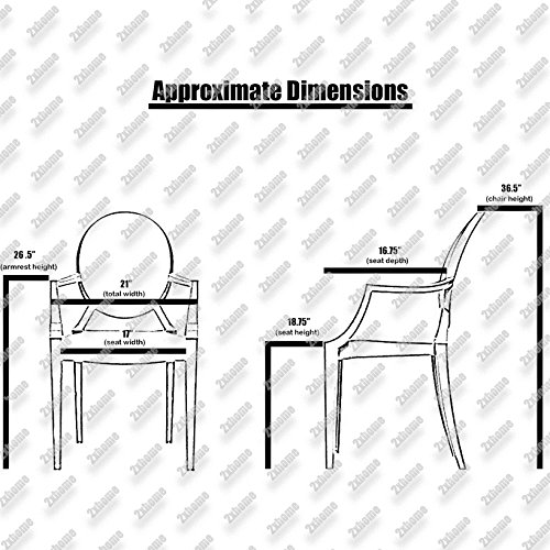 2Xhome Set Of 2 Smoke Modern Glam Ghost Chairs Chair With Arms Molded Acrylic Plastic Mirrored Furniture Dining Retro For Writing Desk Dining Living Bedroom Outdoor Vanity Accent #TOP1