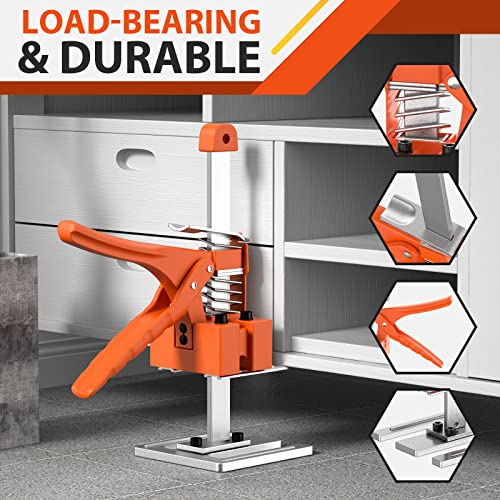 Image of Labor Saving Arm Jack Handle 2 Pack,15 in Construction Jack,Multifunctional Furniture Jack for Installing Cabinets and Wall Tile Height Adjuster Handheld Lifter Tool, Load 400LBS, Orange