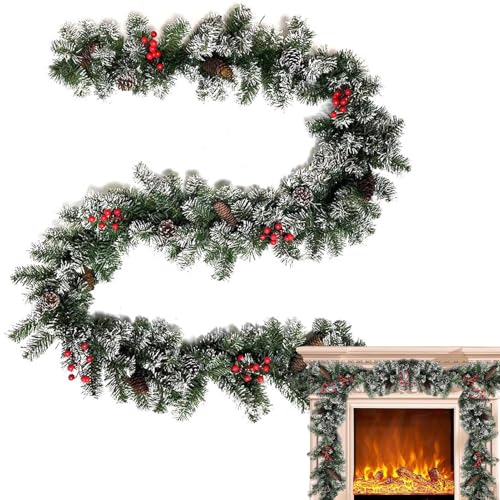 Guirlande de Noël artificielle de 8,8 pieds pour porte d entrée et cheminée