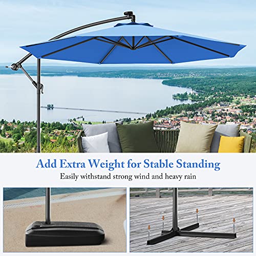 Giantex 10Ft Offset Patio Umbrella Cantilever Umbrella, Outdoor Hanging Market Umbrella W/Crank & Cross Base, Easy Tilt Adjustment, Outdoor Offset Umbrellas For Backyard, Poolside, Lawn And Garden #TOP5