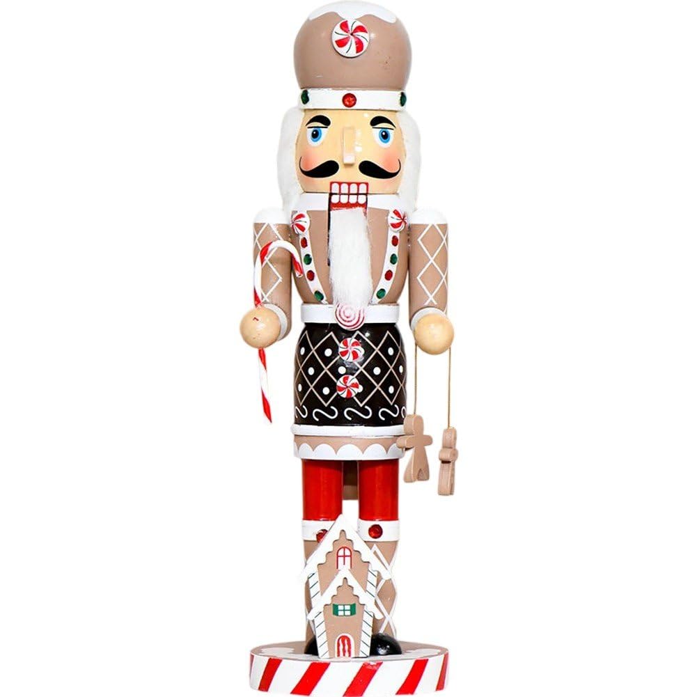 Ppmter Gingerbread Man Christmas Nutcracker Ornament Wooden Soldier Figurine Decorations Nutcracker Figure Desktop Ornament For Christmas Decoration