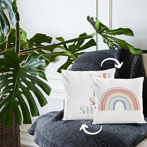 Qvapt 097 Positive Classroom Reversible Pillow Cover 18X18,Rainbow Throw Pillow Covers thumb #1