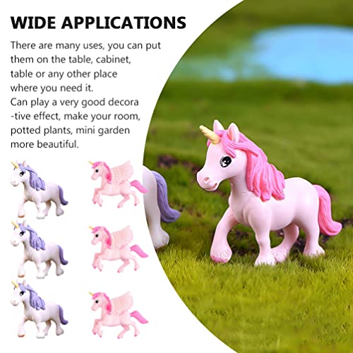 HANABASS 6Pcs Estatuetas Unicórnio Coloridas Decorações Unicórnio Em Miniatura Paisagismo Unicórnios
