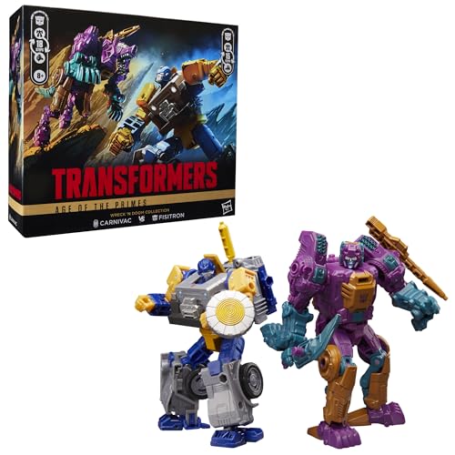 Transformers, Age of The Primes Wreck 'n Doom Collection, Fisitron e Carnivac, Confezione da 2 Action Figure Convertibili