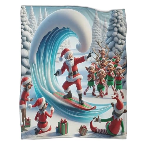 Couverture microfibre Père Noël 3D douce et chaude 180x200cm