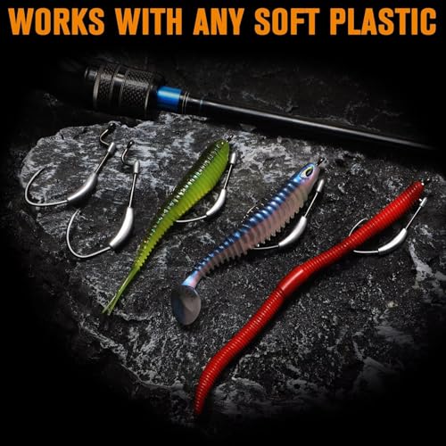 Hameçons lestés EWG pêche au bar montage texan anti-herbe eau douce mer x15