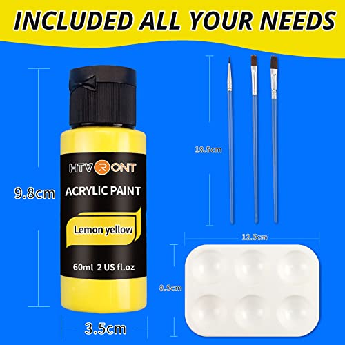 Htvront Acrylic Paint Set Of 24 Colors (60 Ml), Acrylic Paint Set For Adults And Kids With 3 Paint Brushes And 1 Color Palette, Acrylic Craft Paint For Ceramic/Wood/Stone/Board/Canvas. #TOP5