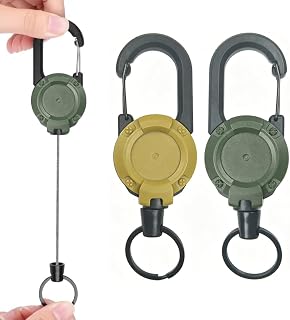 [MINBOOT] リールキーホルダー 金属ワイヤー カラビナ キーチェーン 伸びる ストラップ 頑丈 強力 最長伸縮60cm 落下防止 紛失防止 釣り登山最適